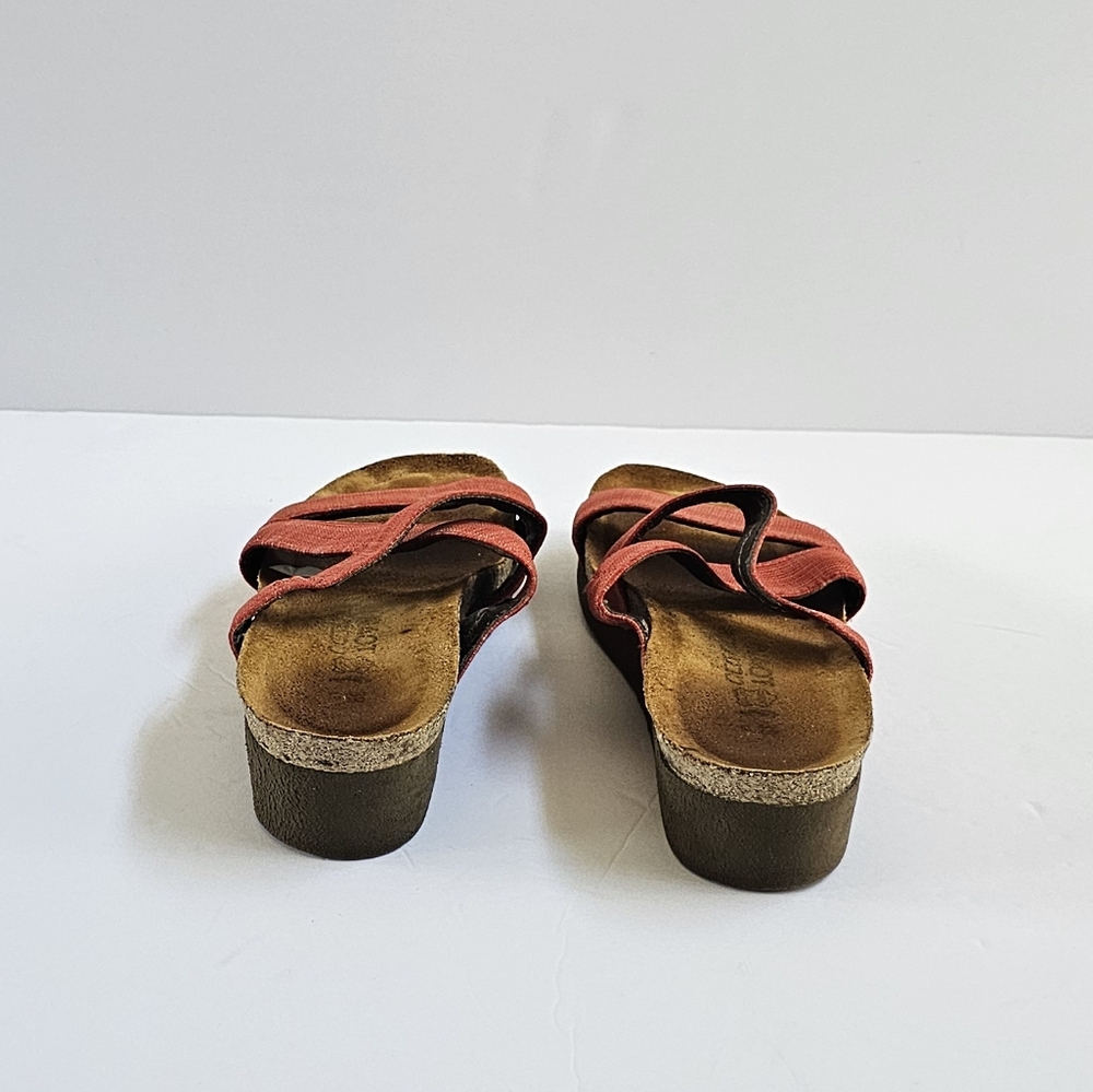 Naot Sandals Naomi Slide Wedge Red Orange  Strappy Slip On Women 9 EU 39 - Picture 3 of 9